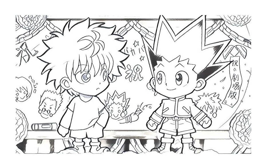 Chibi Gon og Killua Tegninger til Farvelægning