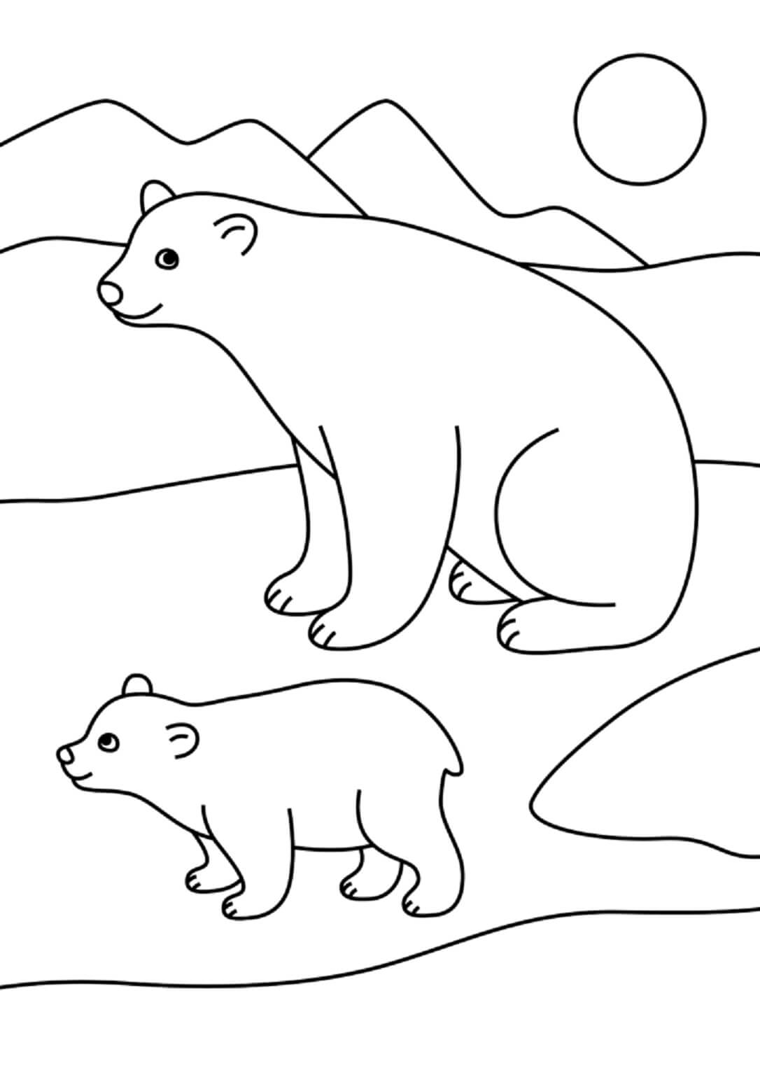 Mor Og Baby Isbjørn Tegninger til Farvelægning
