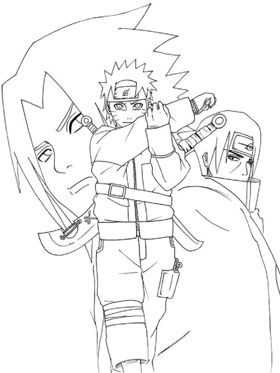 Naruto, Sasuke Og Itachi Tegninger til Farvelægning