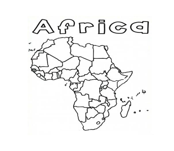Printbart Afrika-kort Tegninger til Farvelægning