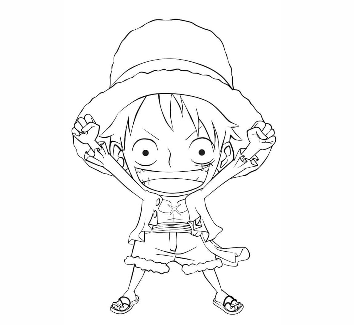 Sjov Chibi Luffy Tegninger til Farvelægning