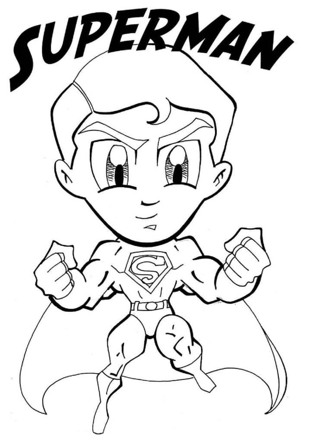 Smilende Chibi Superman Tegninger til Farvelægning