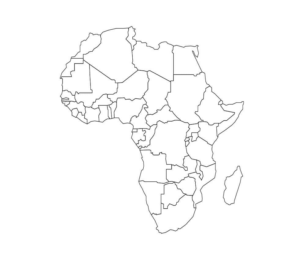 Tomt Afrika-kort HD Tegninger til Farvelægning