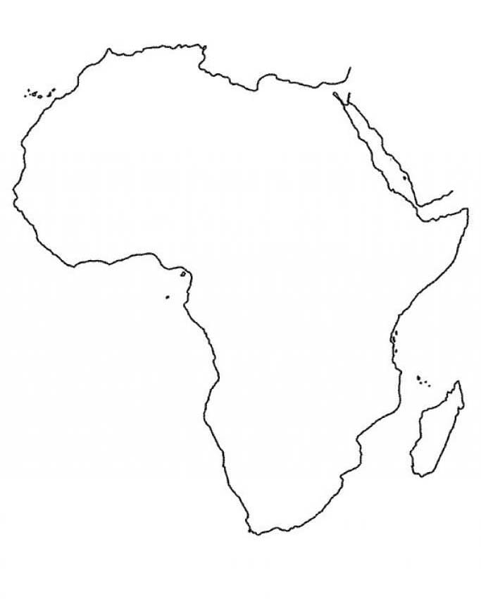 Tomt Afrika kort omrids Tegninger til Farvelægning