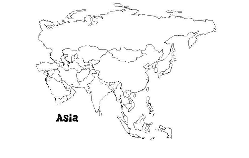 Asien kort Tegninger til Farvelægning