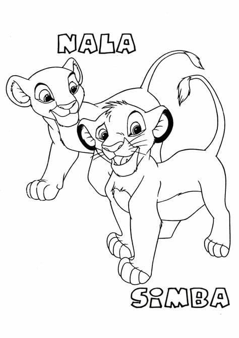 Simba and Nala Tegninger til Farvelægning