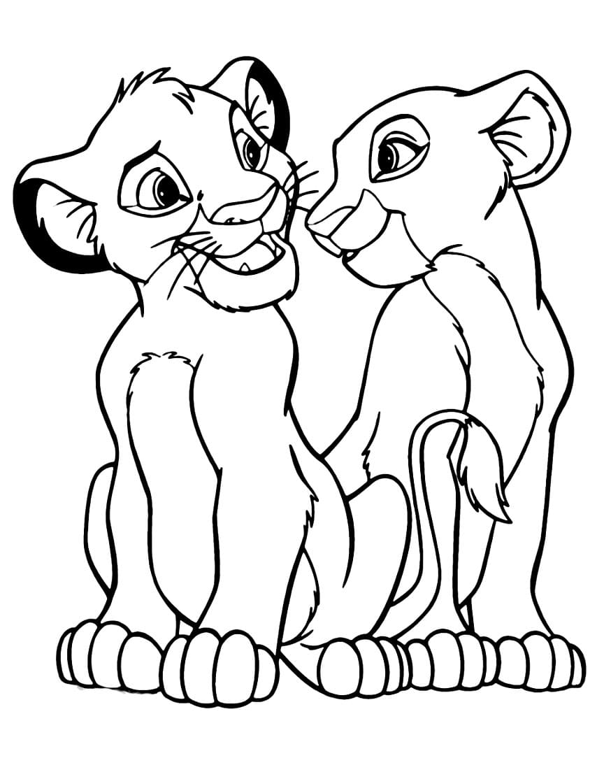 Simba and Nala Image Tegninger til Farvelægning