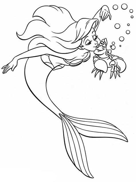 Den lille havfrue omrids Tegninger til Farvelægning