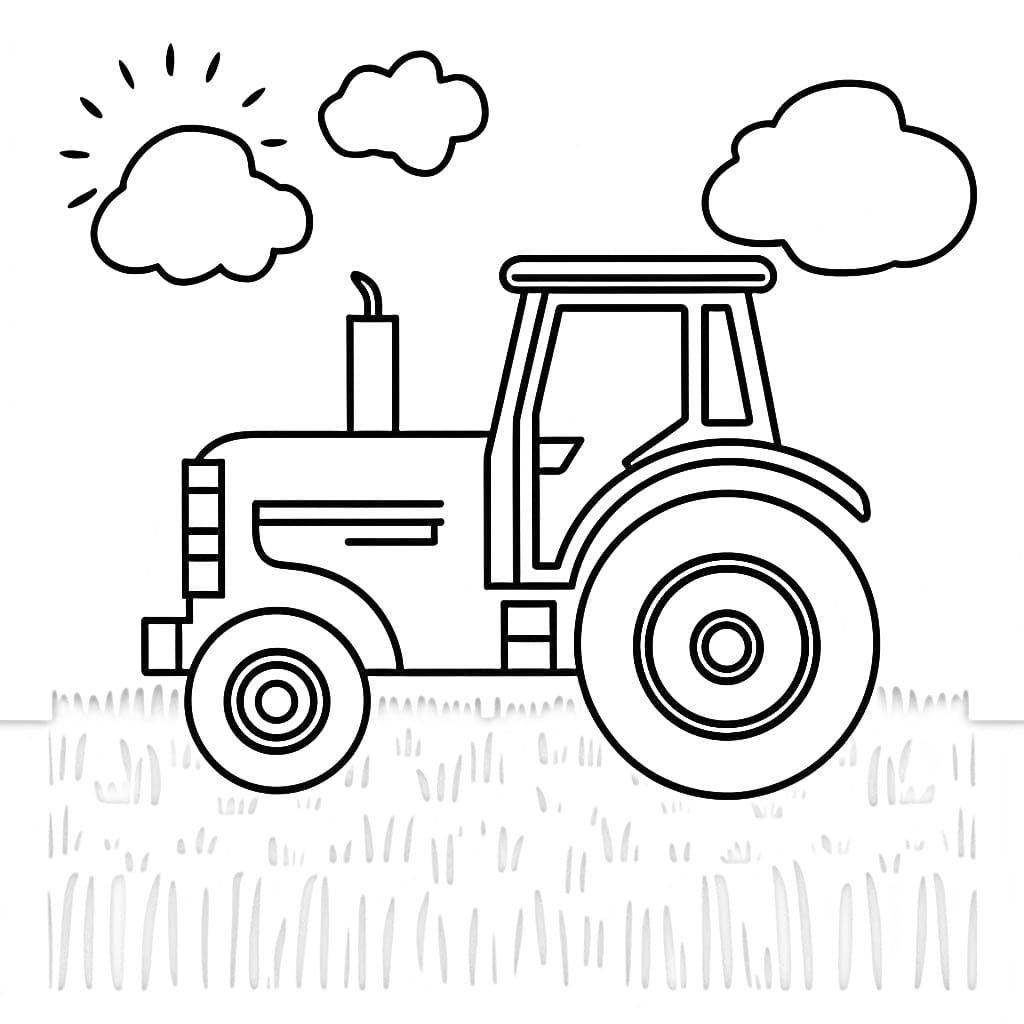 Fin traktor med sky Tegninger til Farvelægning