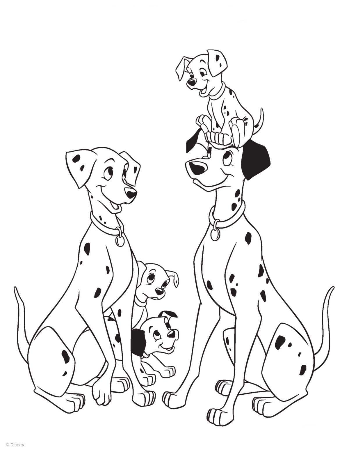 Gratis Familie Dalmatiner Tegninger til Farvelægning
