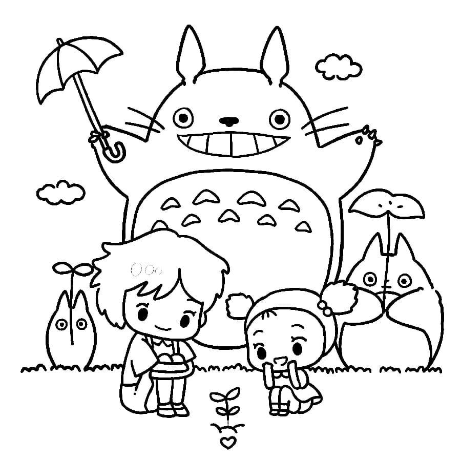 Gratis printbar min nabo Totoro Tegninger til Farvelægning