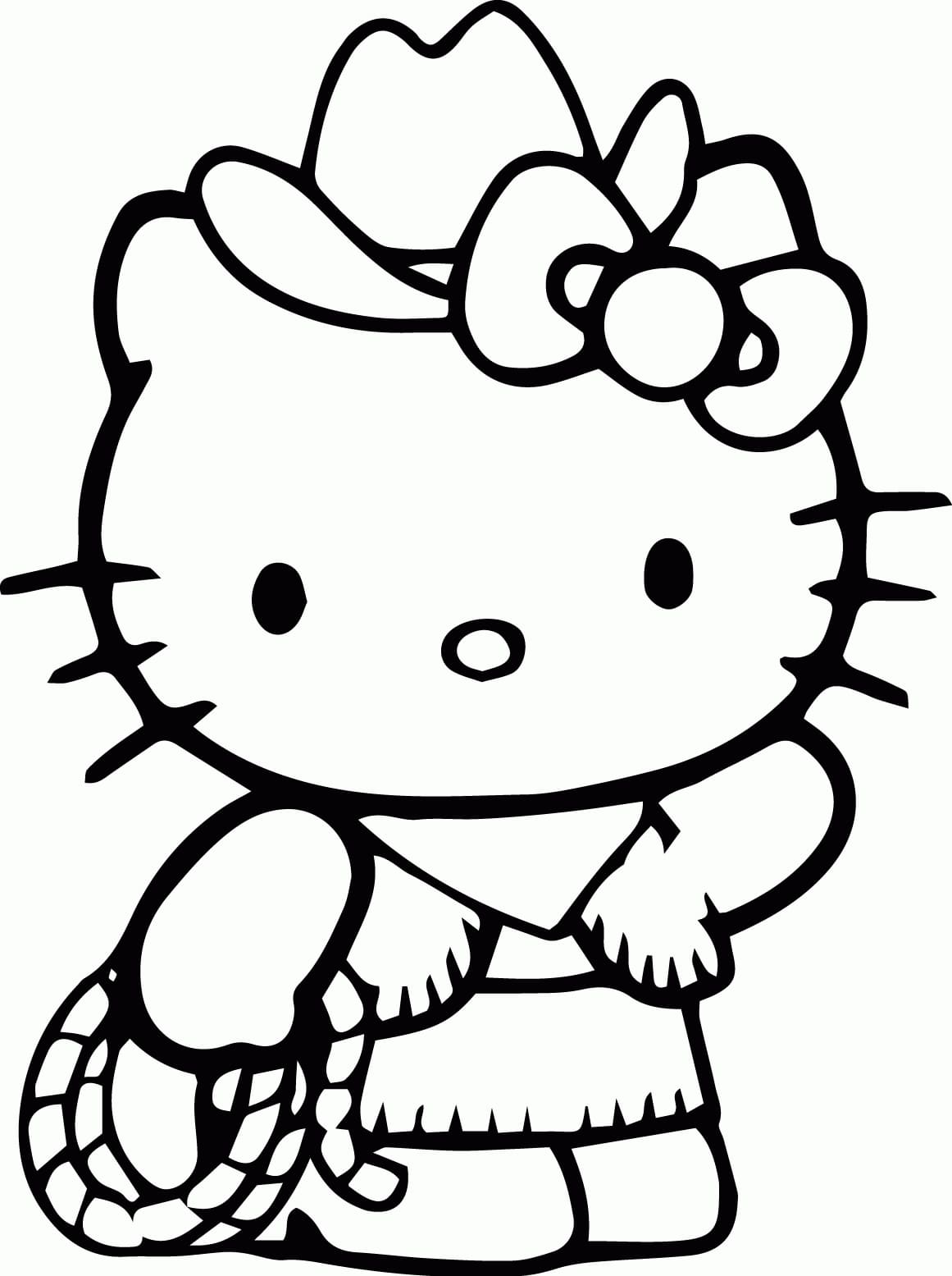 Hello Kitty Cowboy Tegninger til Farvelægning