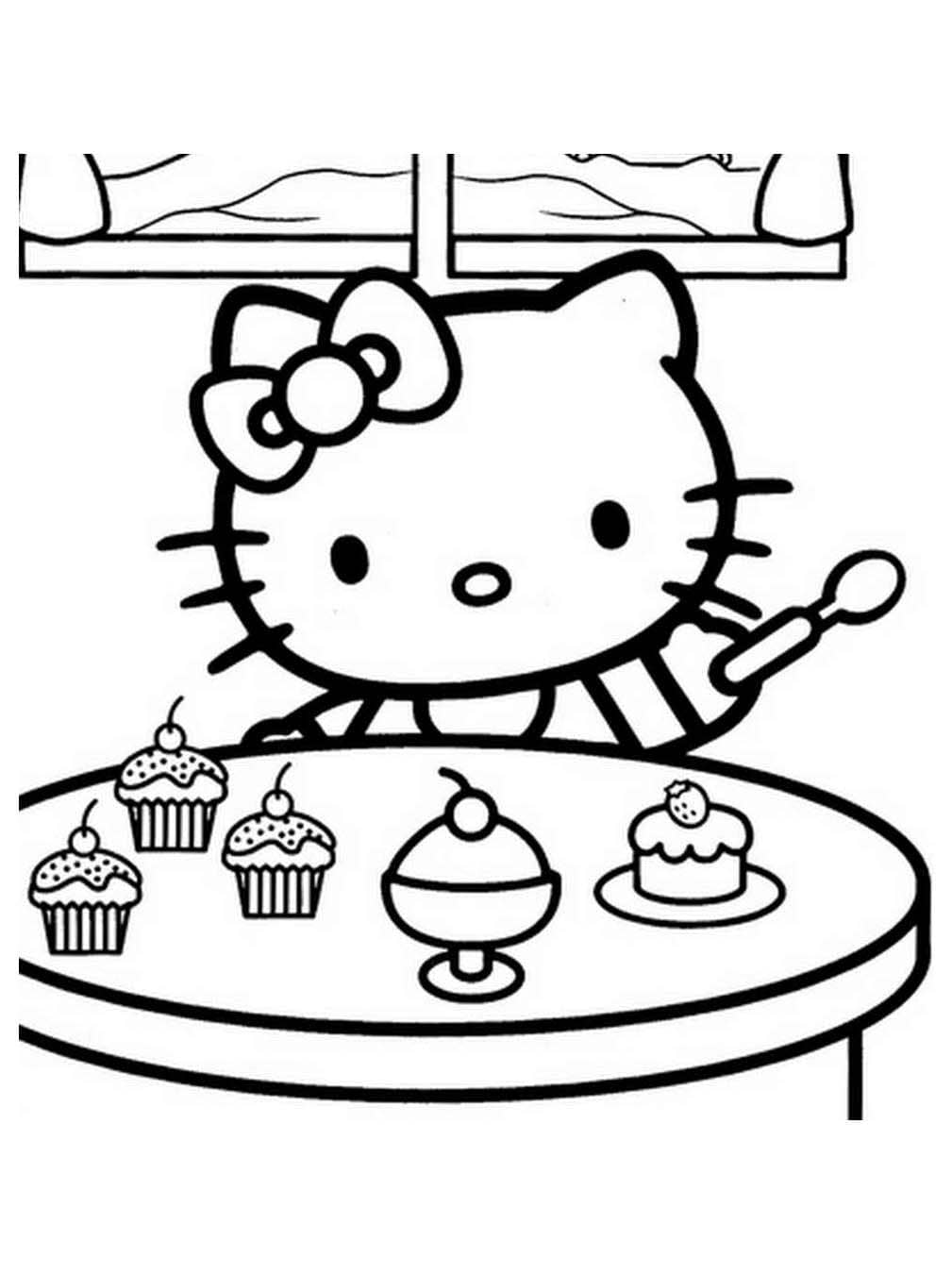 Hello Kitty Med Kager Tegninger til Farvelægning