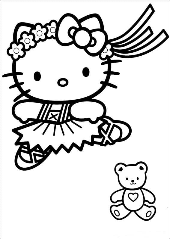 Hello Kitty Og Bamse Tegninger til Farvelægning