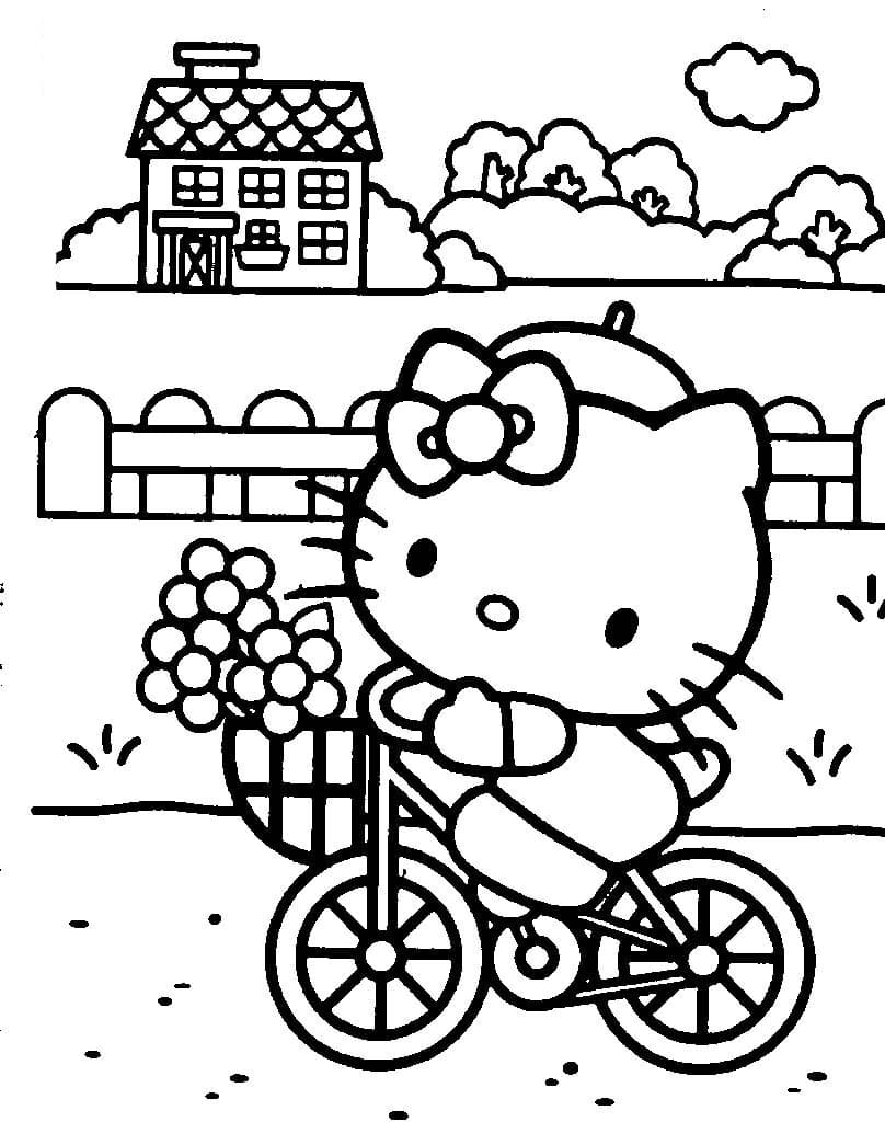 Hello Kitty Ridecykel Tegninger til Farvelægning