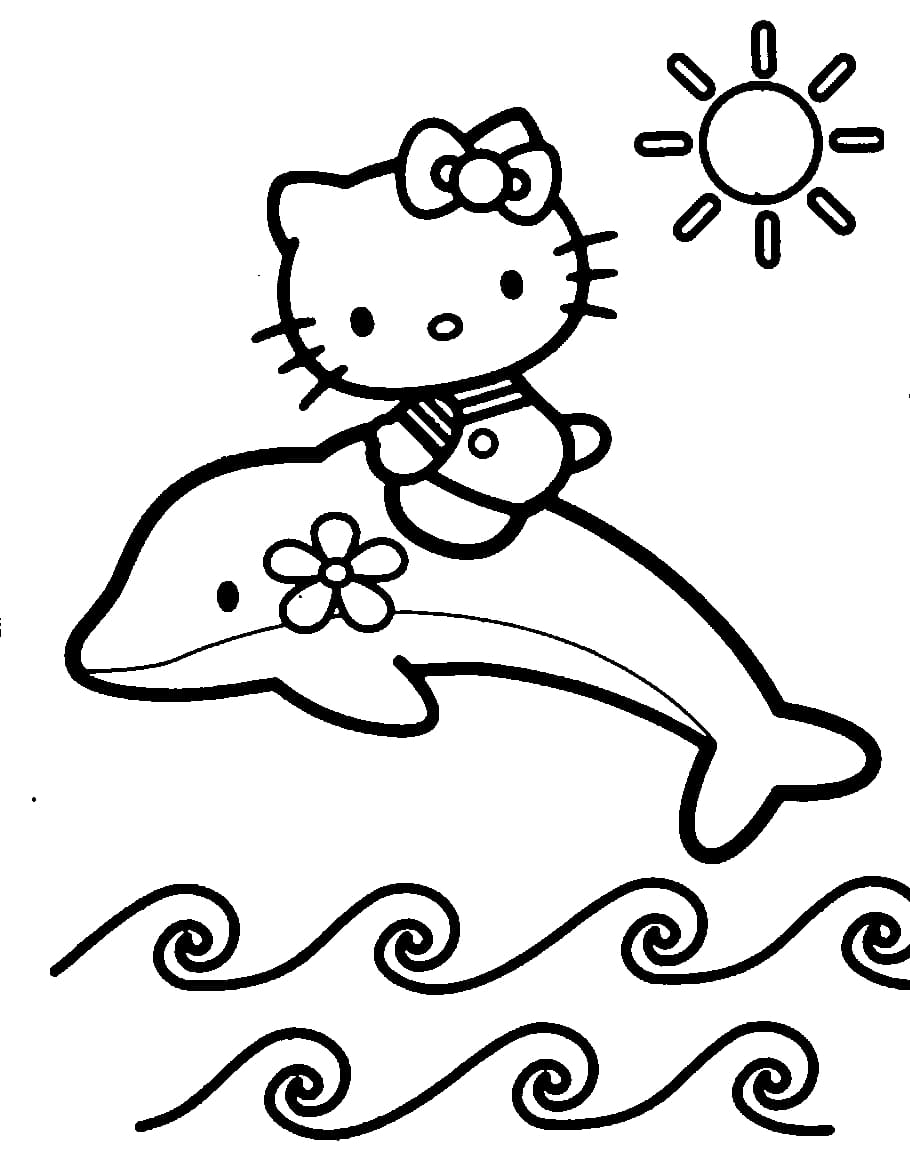Hello Kitty Rider Delfin Tegninger til Farvelægning