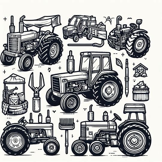 Mange typer traktorer Tegninger til Farvelægning