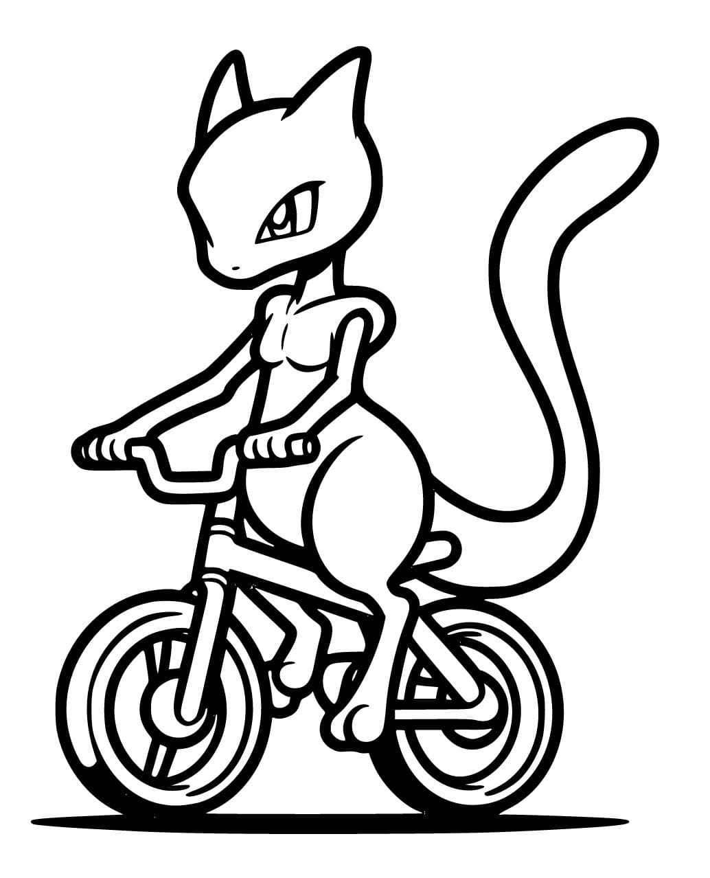 Mewtwo kører på cykel Tegninger til Farvelægning