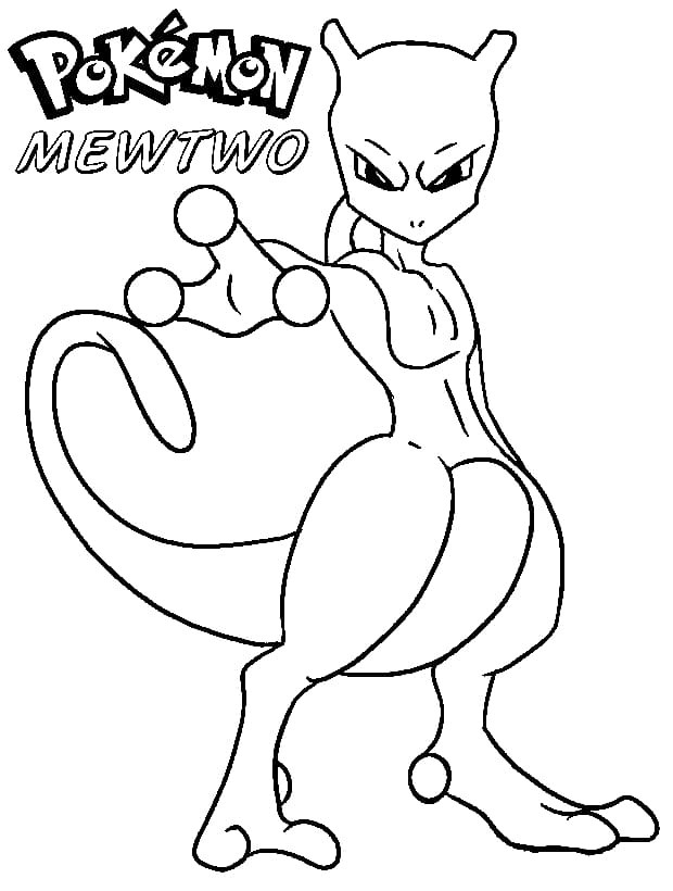 Mewtwo Pokemon Tegninger til Farvelægning