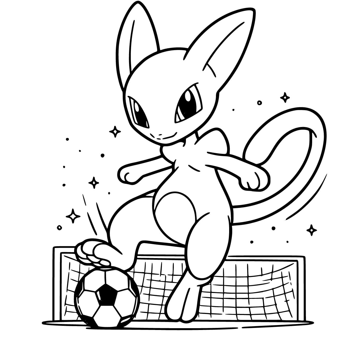 Mewtwo spiller fodbold Tegninger til Farvelægning