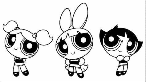 Powerpuff pigerne tegnefilm for børn Tegninger til Farvelægning