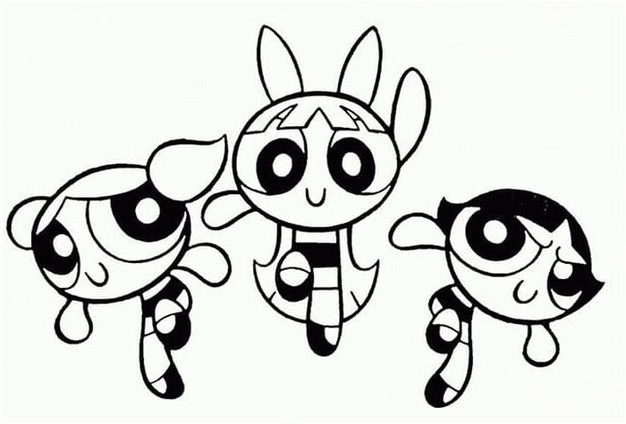 Powerpuff pigernes omrids Tegninger til Farvelægning