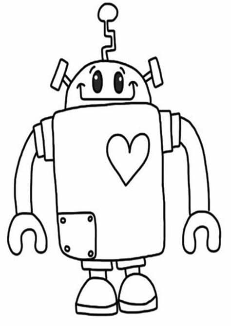 Robot hjerte billede Tegninger til Farvelægning