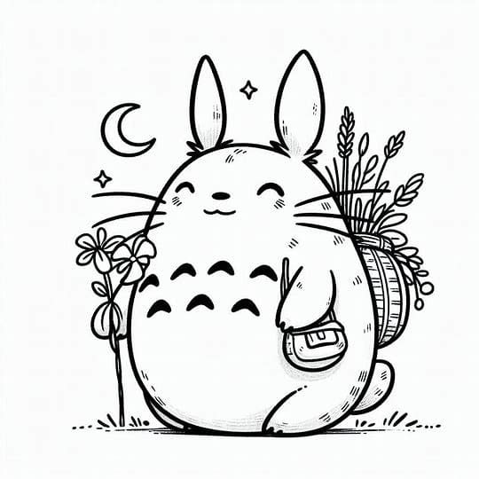 Totoro er glad Tegninger til Farvelægning
