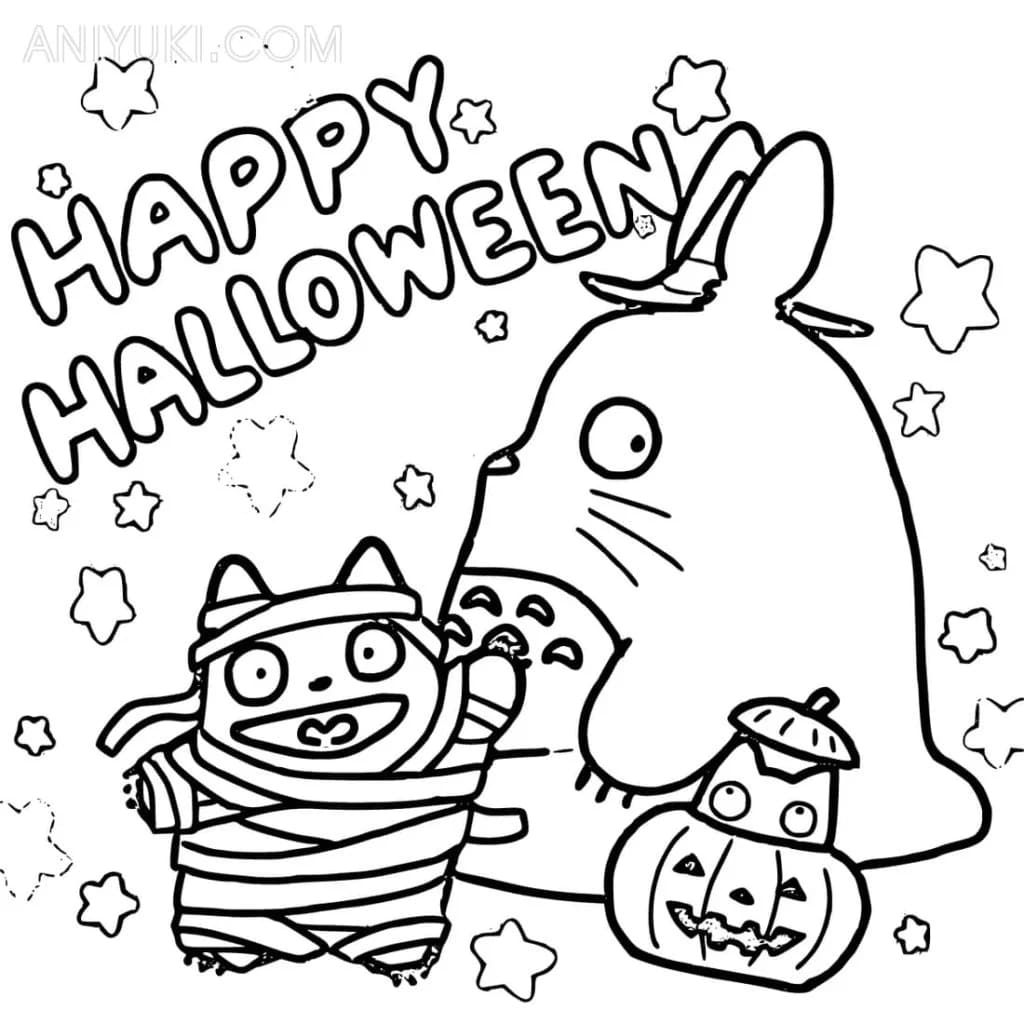 Totoro Halloween Tegninger til Farvelægning
