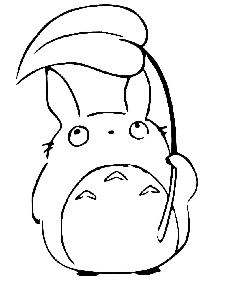 Totoro med blad Tegninger til Farvelægning