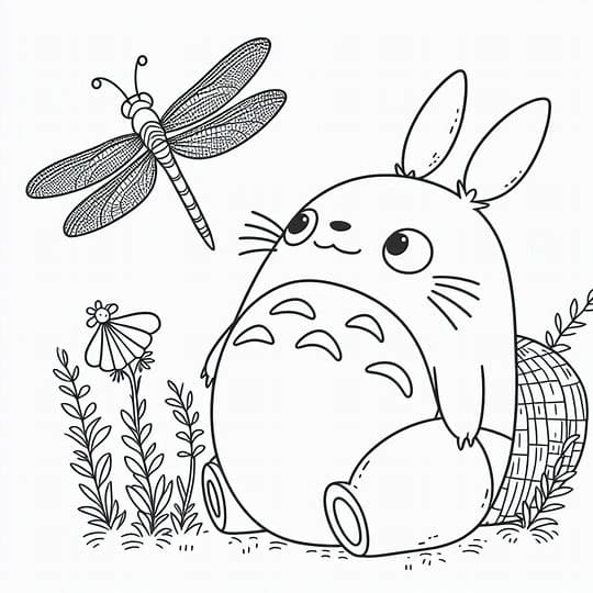 Totoro med guldsmede Tegninger til Farvelægning