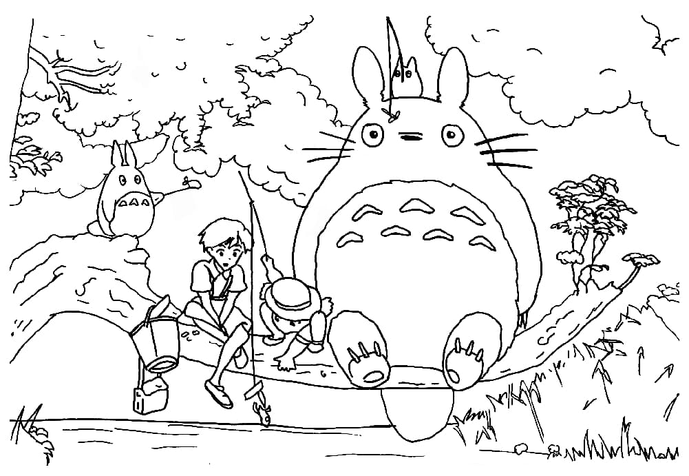 Totoro Tegninger til Farvelægning