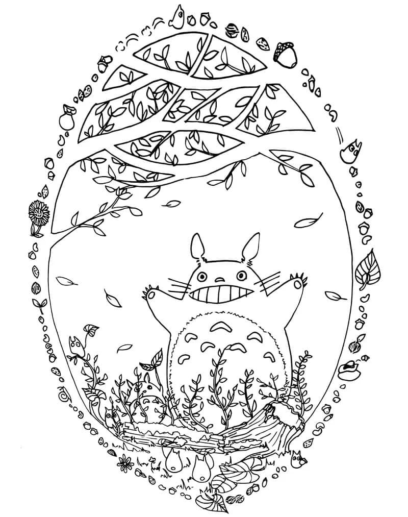 Totoro på et æg Tegninger til Farvelægning