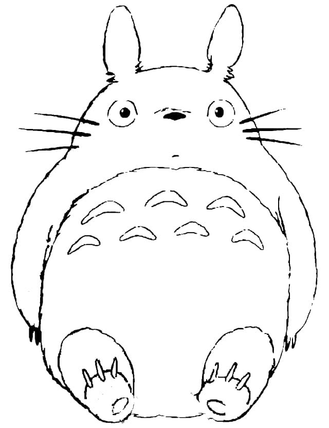 Totoro sidder Tegninger til Farvelægning