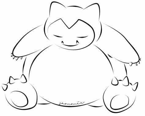 Udskriv Snorlax omrids Tegninger til Farvelægning