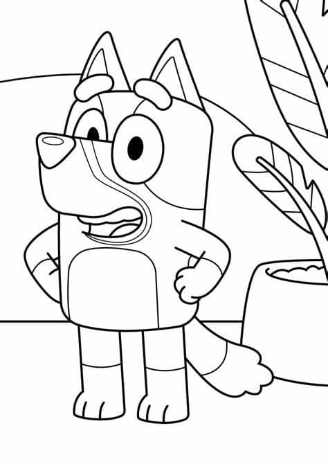 Printable Bluey Image Outline Tegninger til Farvelægning