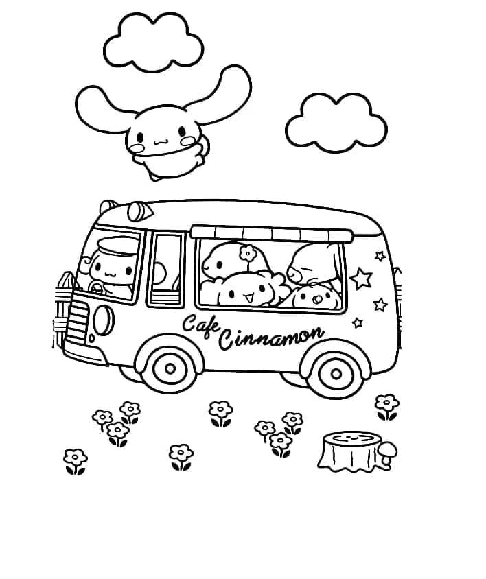 Cinnamoroll med bussen Tegninger til Farvelægning