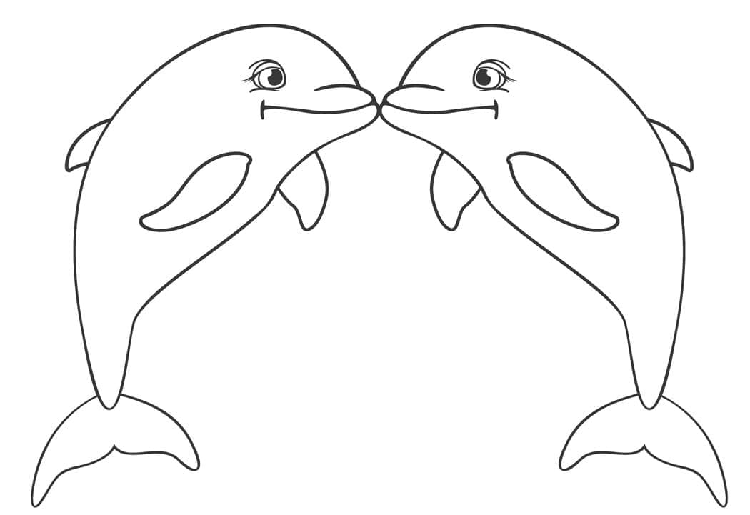Delfin Par Tegninger til Farvelægning