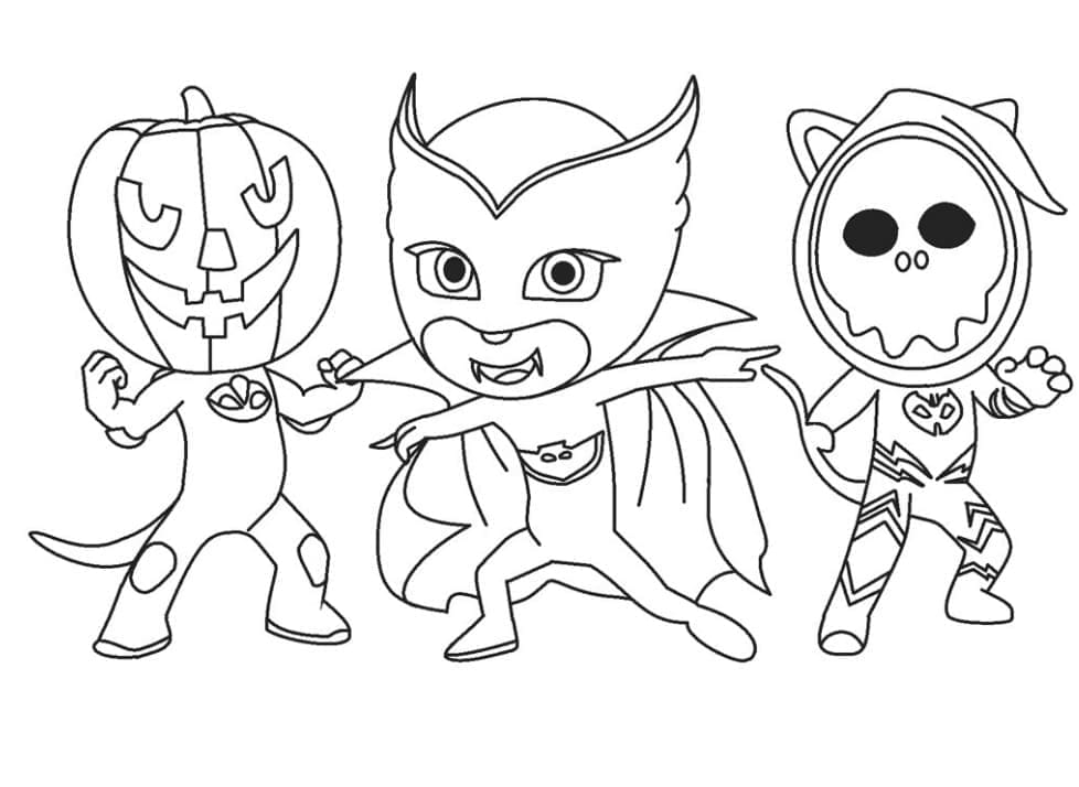 Halloween PJ Masker Tegninger til Farvelægning