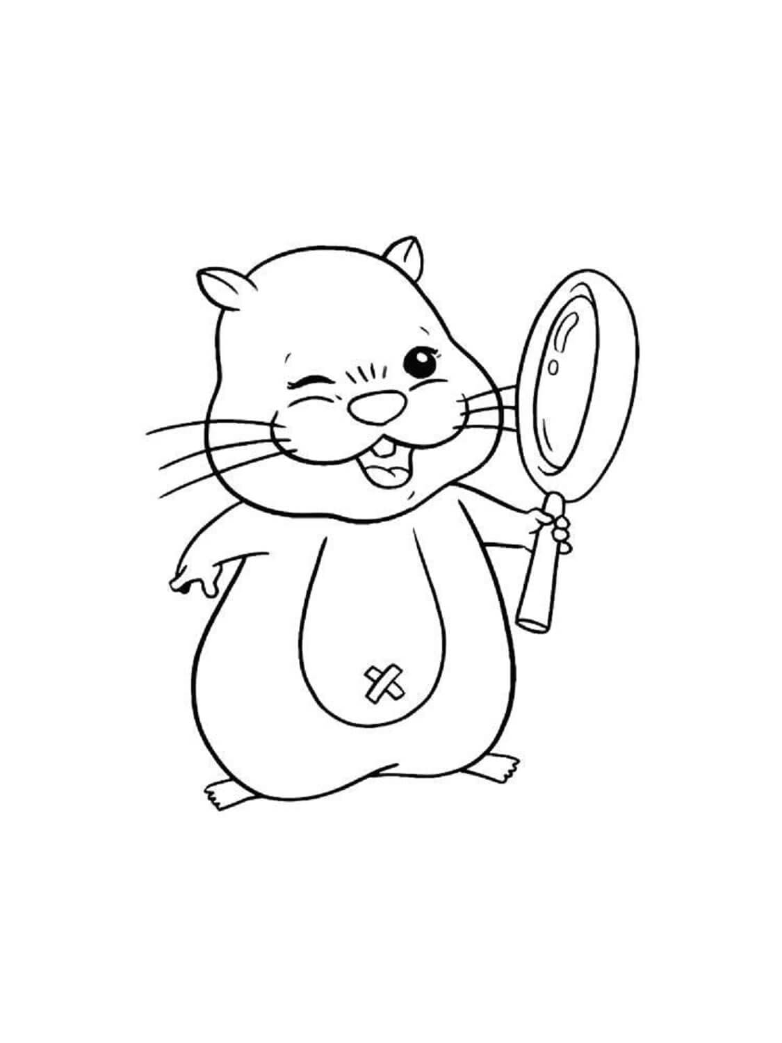 Hamster Holder Et Spejl Tegninger til Farvelægning