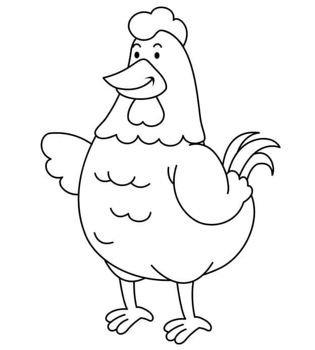 Kylling Stående Tegninger til Farvelægning