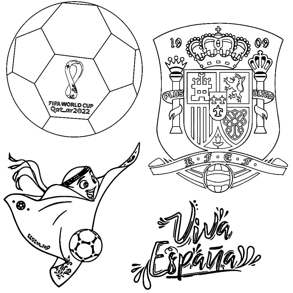 Spaniens VM i fodbold 2022 Tegninger til Farvelægning