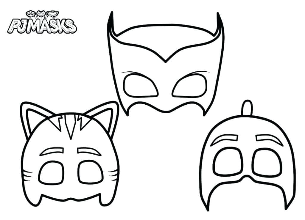 Tre Maske i PJ-Masker Tegninger til Farvelægning