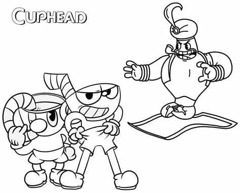 Udskriv Cuphead omrids Tegninger til Farvelægning