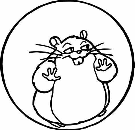 Udskriv Hamster omrids Tegninger til Farvelægning