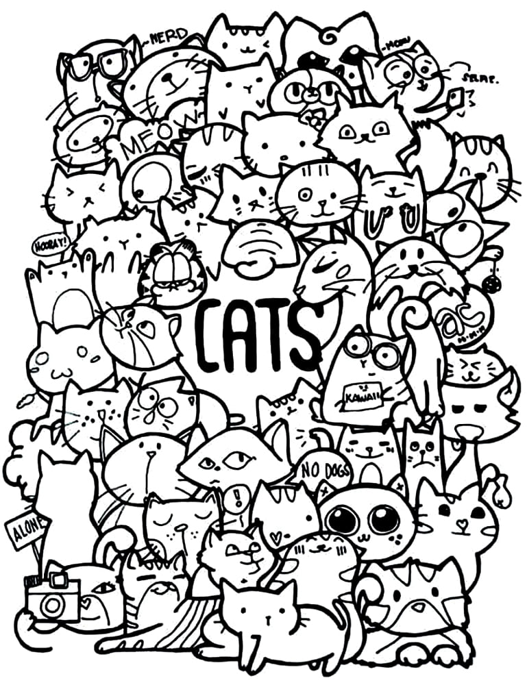 Æstetisk Katte Tegninger til Farvelægning