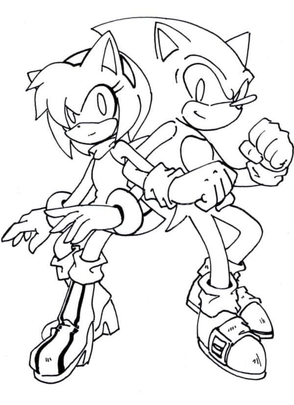 Amy Rose Med Sonic Tegninger til Farvelægning