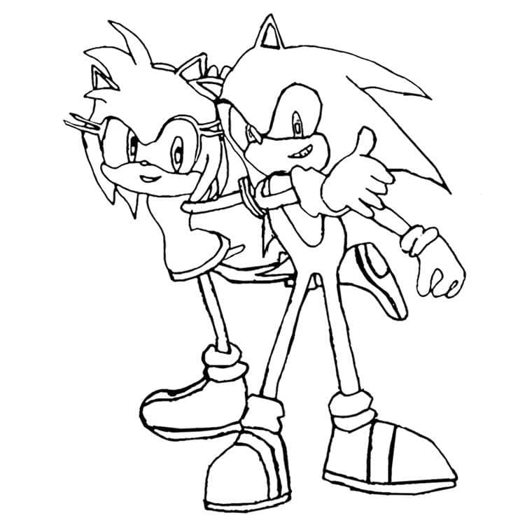 Amy Rose Og Sonic Tegninger til Farvelægning