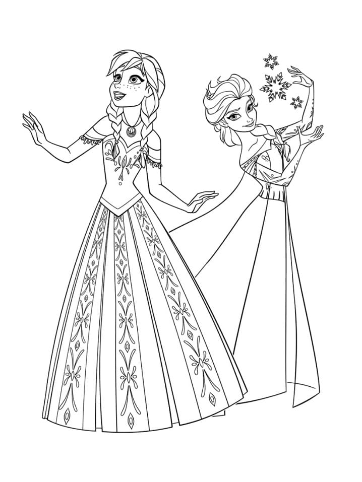 Anna Og Elsa Tegninger til Farvelægning