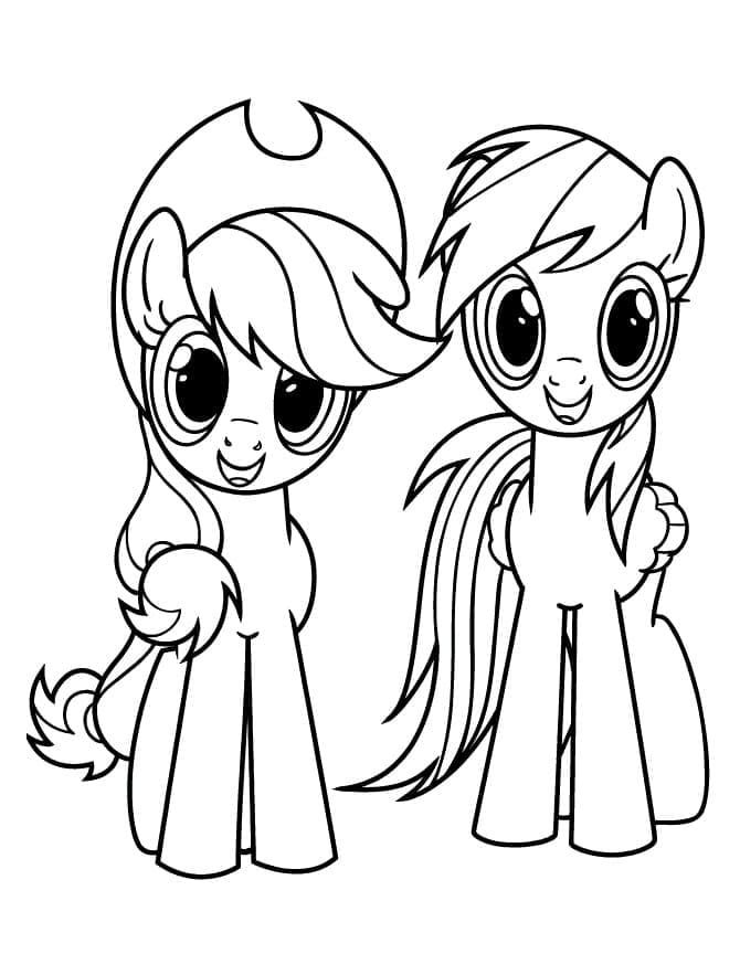 Applejack og Rainbow Dash My Little Pony Tegninger til Farvelægning